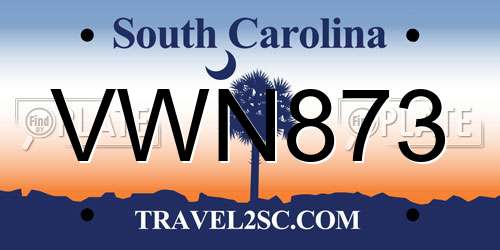 VWN873 South Carolina License Plate