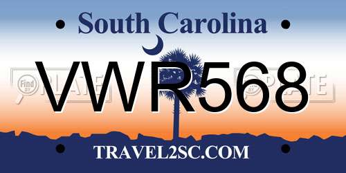 VWR568 South Carolina License Plate