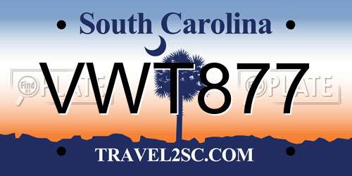 VWT877 South Carolina License Plate