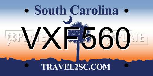 VXF560 South Carolina License Plate