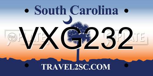 VXG232 South Carolina License Plate