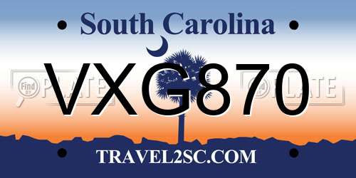 VXG870 South Carolina License Plate
