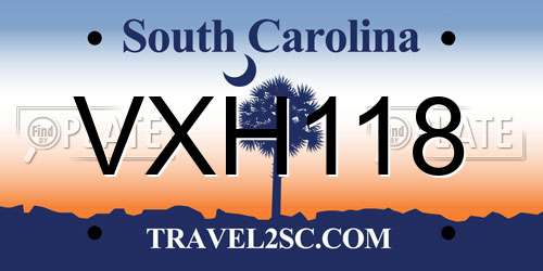 VXH118 South Carolina License Plate