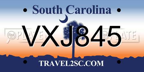 VXJ845 South Carolina License Plate