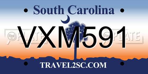 VXM591 South Carolina License Plate