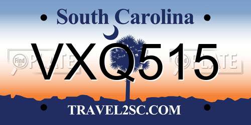 VXQ515 South Carolina License Plate