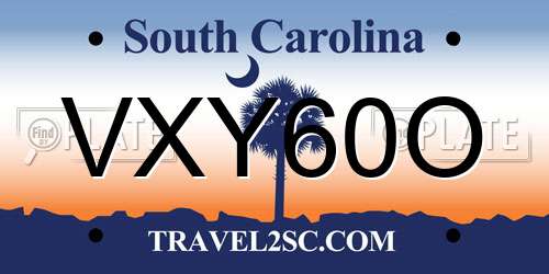 VXY60O South Carolina License Plate