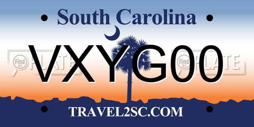 VXYG00 South Carolina License Plate