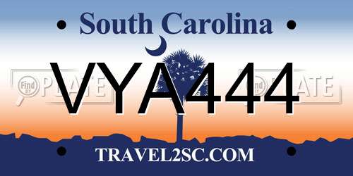 VYA444 South Carolina License Plate