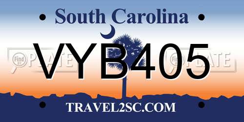 VYB405 South Carolina License Plate