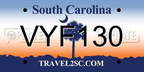 VYF130 South Carolina License Plate