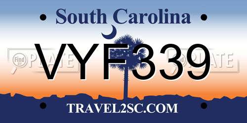 VYF339 South Carolina License Plate
