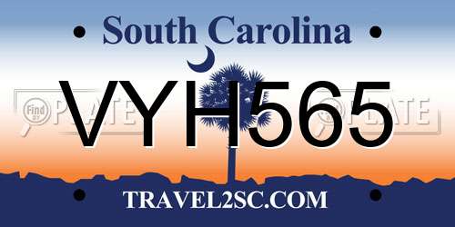 VYH565 South Carolina License Plate