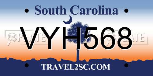 VYH568 South Carolina License Plate