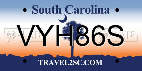 VYH86S South Carolina License Plate