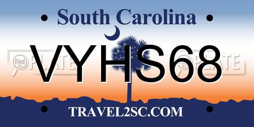 VYHS68 South Carolina License Plate