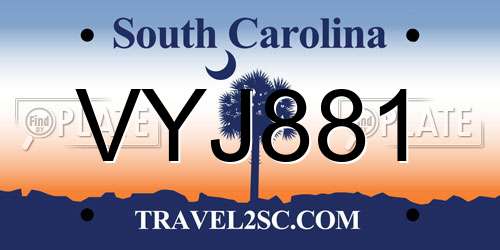 VYJ881 South Carolina License Plate