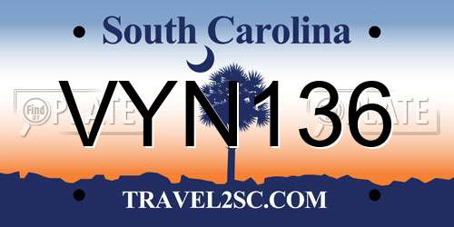 VYN136 South Carolina License Plate