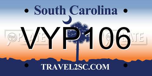 VYP106 South Carolina License Plate