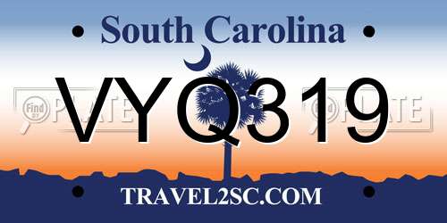 VYQ319 South Carolina License Plate