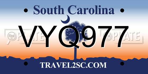 VYQ977 South Carolina License Plate