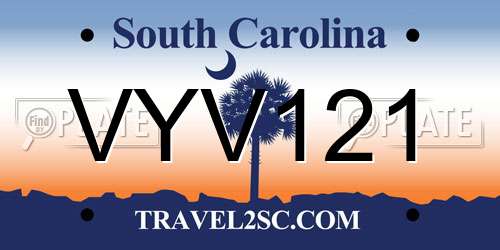 VYV121 South Carolina License Plate