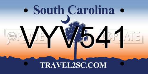 VYV541 South Carolina License Plate