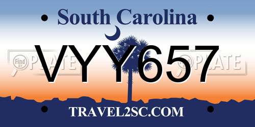 VYY657 South Carolina License Plate