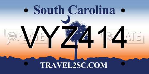VYZ414 South Carolina License Plate