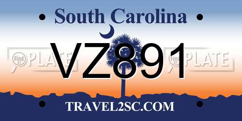 VZ891 South Carolina License Plate