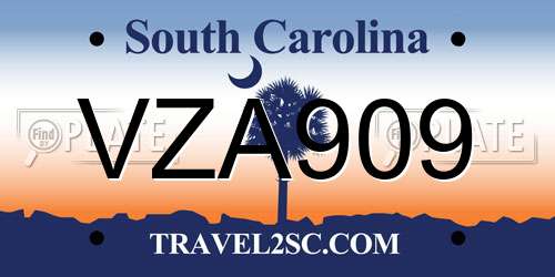 VZA909 South Carolina License Plate