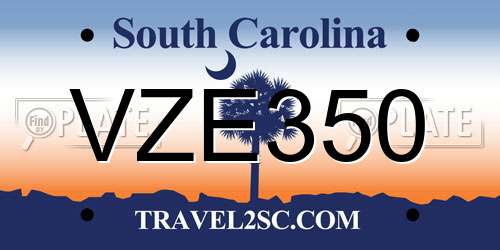 VZE350 South Carolina License Plate