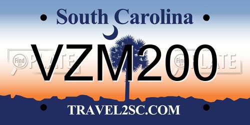 VZM200 South Carolina License Plate