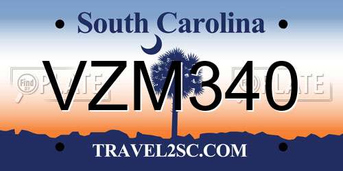 VZM340 South Carolina License Plate