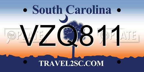 VZQ811 South Carolina License Plate