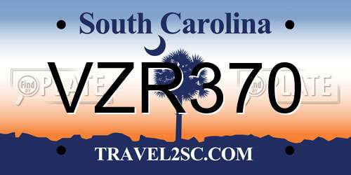 VZR370 South Carolina License Plate