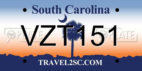 VZT151 South Carolina License Plate