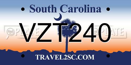 VZT240 South Carolina License Plate