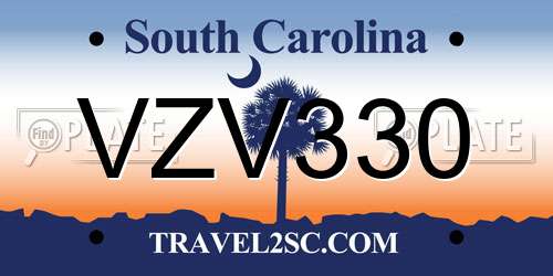 VZV330 South Carolina License Plate