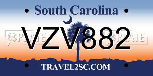 VZV882 South Carolina License Plate