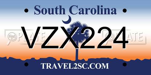 VZX224 South Carolina License Plate