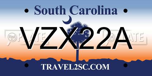 VZX22A South Carolina License Plate
