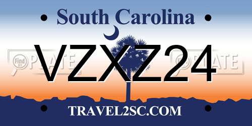 VZXZ24 South Carolina License Plate