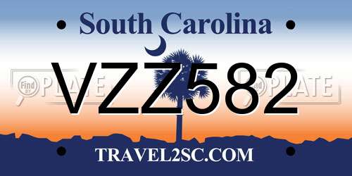 VZZ582 South Carolina License Plate