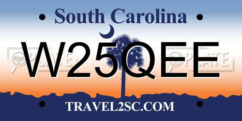 W25QEE South Carolina License Plate