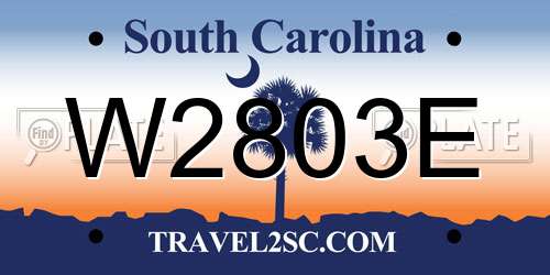 W2803E South Carolina License Plate