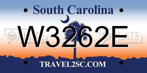 W3262E South Carolina License Plate