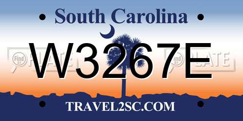W3267E South Carolina License Plate
