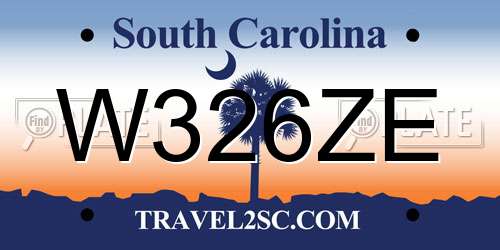 W326ZE South Carolina License Plate