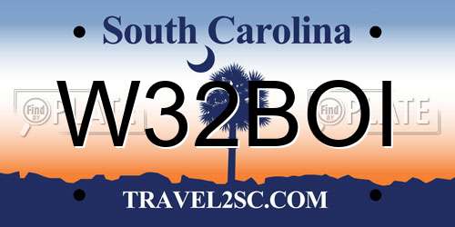 W32BOI South Carolina License Plate